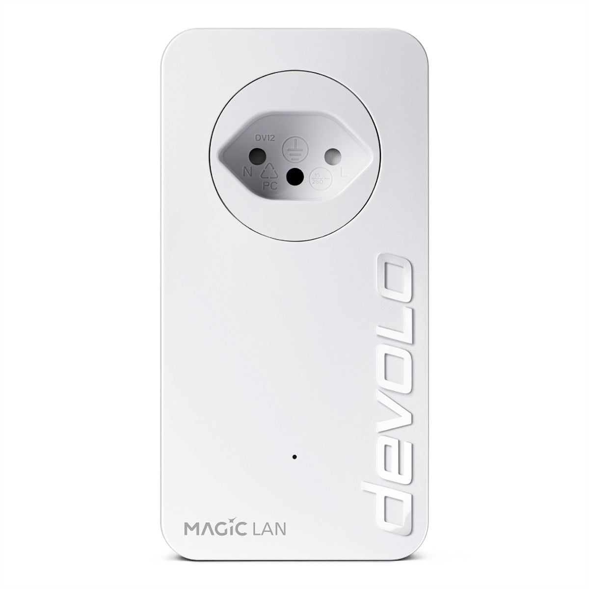 Devolo Magic 1 LAN – Powerline Adapter – 1200 Mbit/s, 1× RJ‑45 1G, 2er-Set, integrierte Steckdose, Weiss
