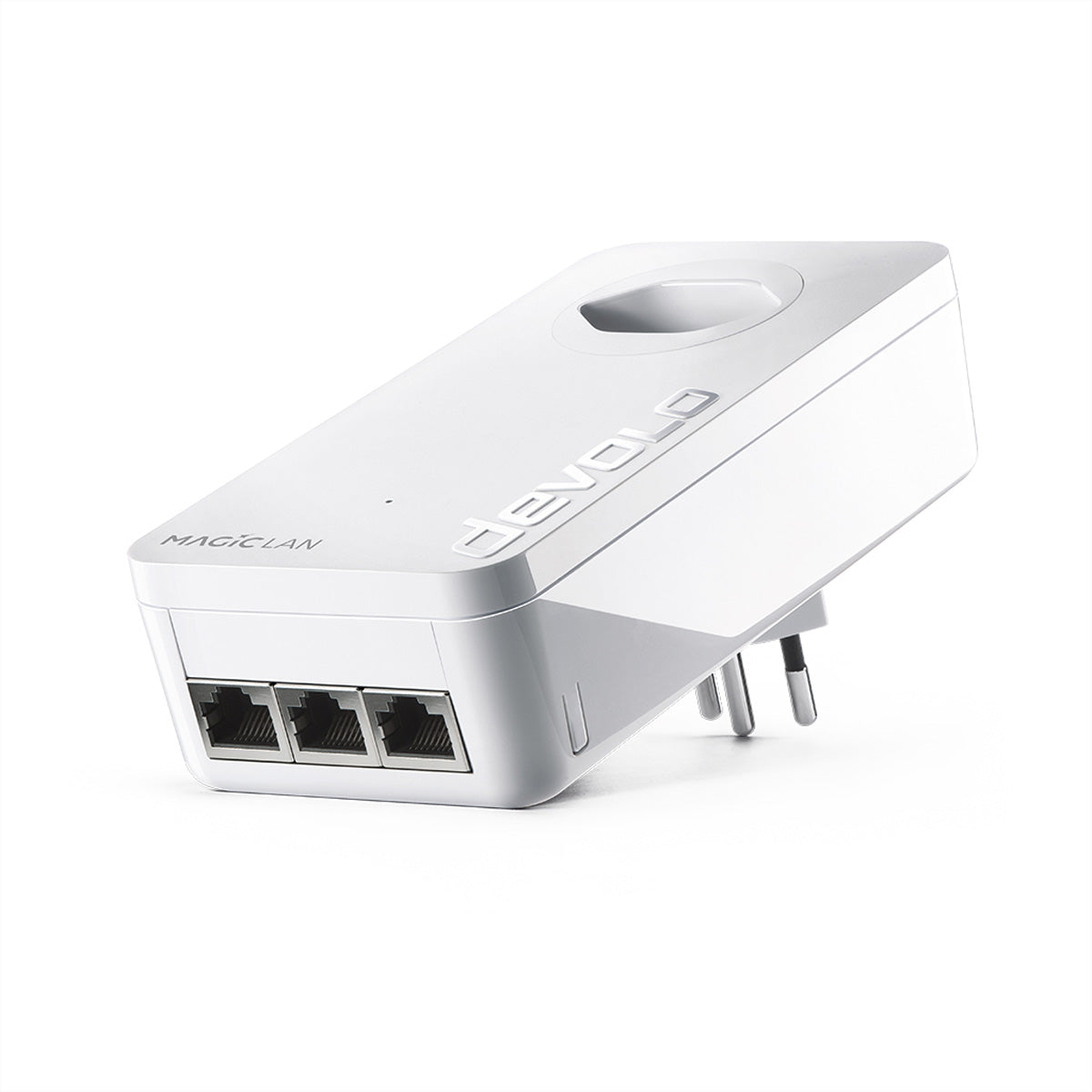 Devolo Magic 2 LAN triple – Powerline-Adapter (G.hn) 2,4 Gbit/s, 3× 1G RJ-45, mit Steckdose, weiss
