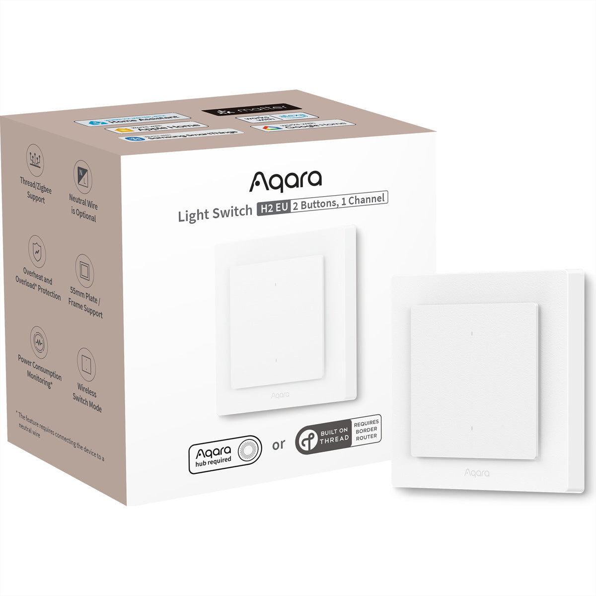 Aqara H2 – Smart-Taster – Bluetooth, WLAN, 1 Kanal – Weiss