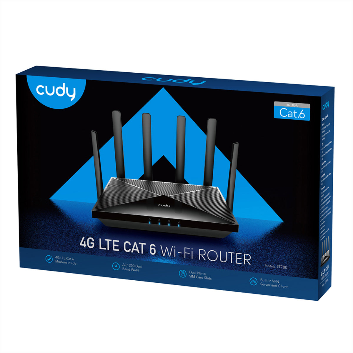 Cudy LT700 – WLAN-Router – Wi-Fi 5 (AC1200), Dual-Band (2,4/5 GHz), 4× 1G, 4G LTE Cat.6, Dual-SIM