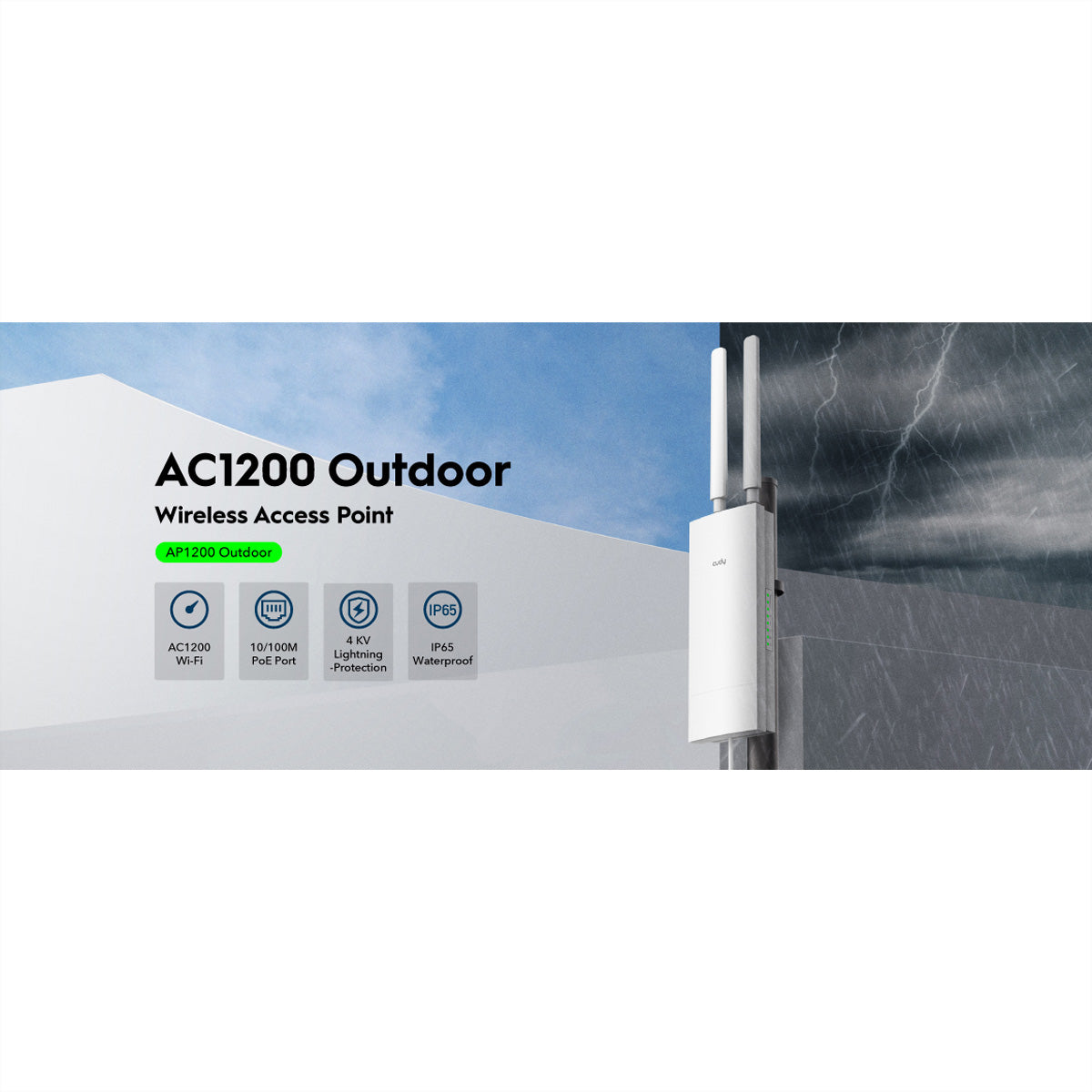 Cudy AP1200 – Access Point – Wi‑Fi 5 (2,4/5 GHz), 1,2 Gbit/s, PoE, Wandmontage