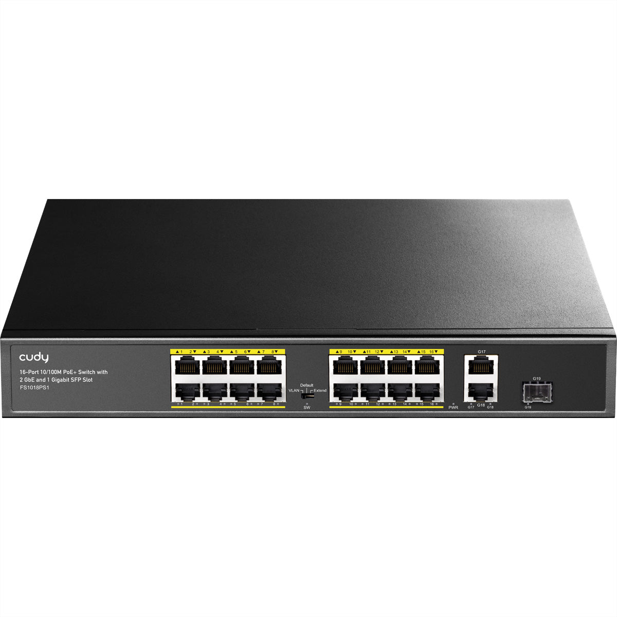 Cudy FS1018PS1 – Managed Switch – 16×10/100, 2×GbE, 1×SFP, PoE+ 200 W, 1U
