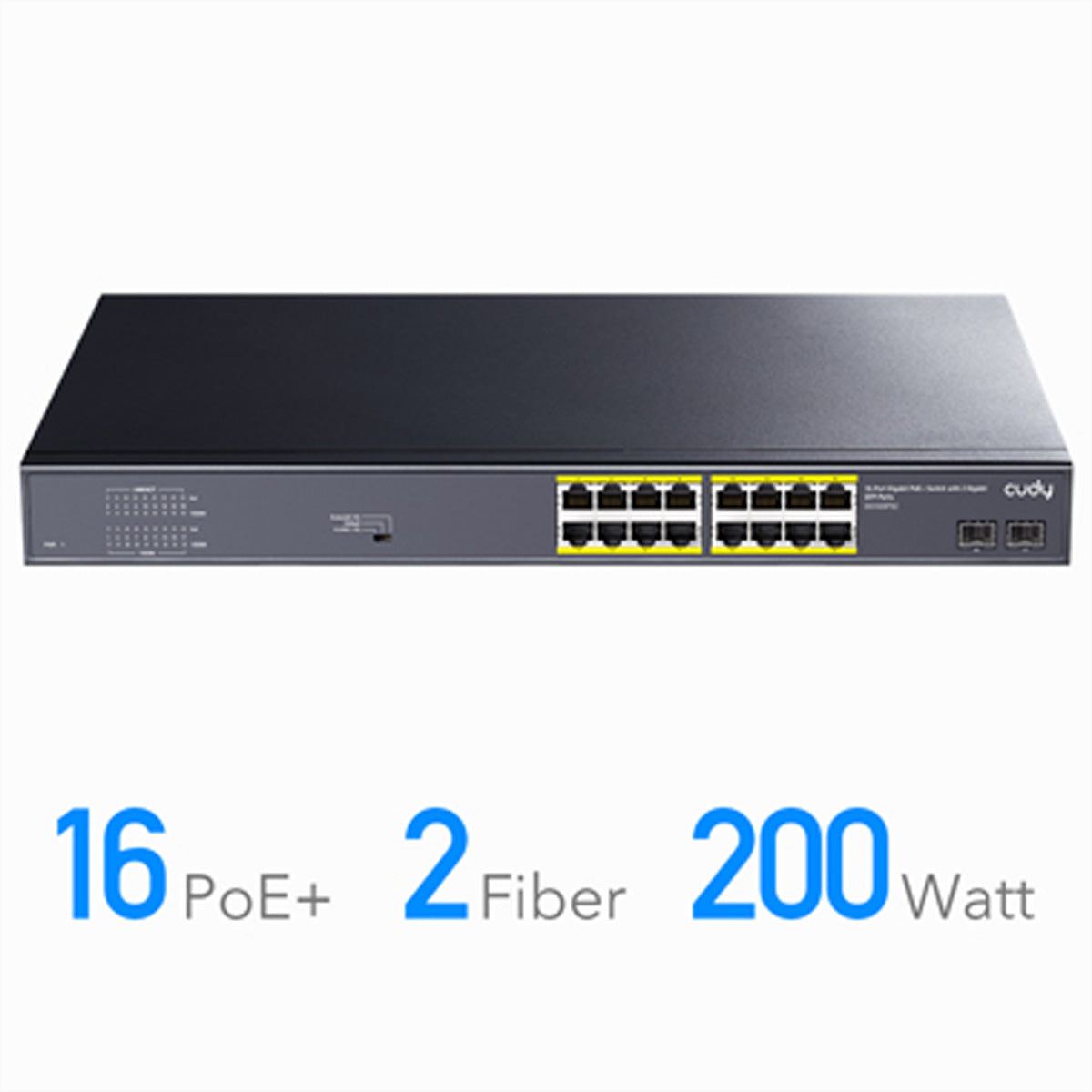 Cudy GS1020PS2 – Switch – 16× 1G, 2× SFP, PoE+, PoE-Budget 200 W, 19"