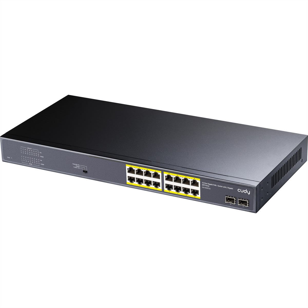 Cudy GS1020PS2 – Switch – 16× 1G, 2× SFP, PoE+, PoE-Budget 200 W, 19"