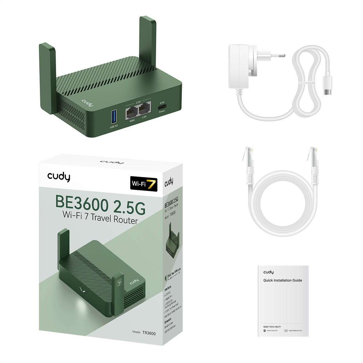 Cudy TR3600 – WLAN-Router – Wi-Fi 7 Dual-Band (2,4/5 GHz), 3,6 Gbit/s, 2.5GbE