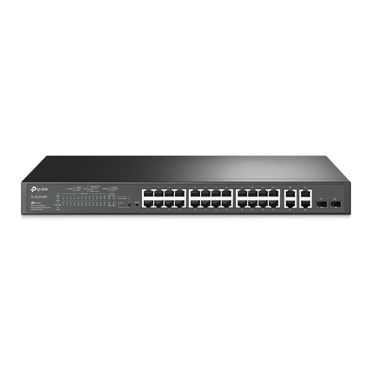 TP-Link SL2428P – Managed Switch – 24×GbE, 2×SFP, L2, PoE+ 250 W, 1U