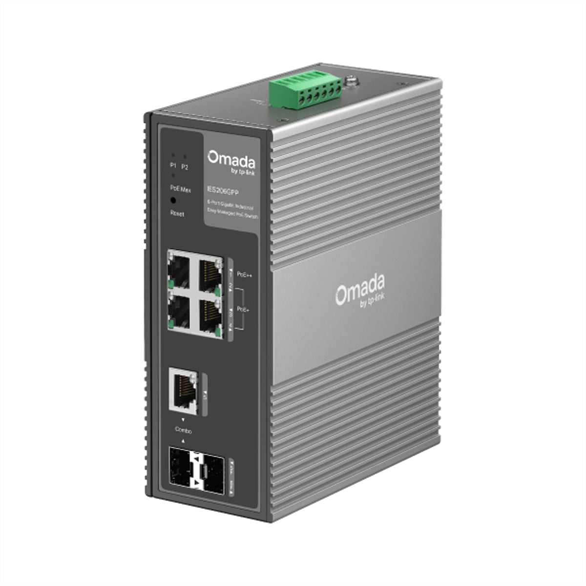 TP-Link IES206GPP – Managed Switch – 6×GbE, 1×Combo SFP, 1×SFP, PoE++ 120 W