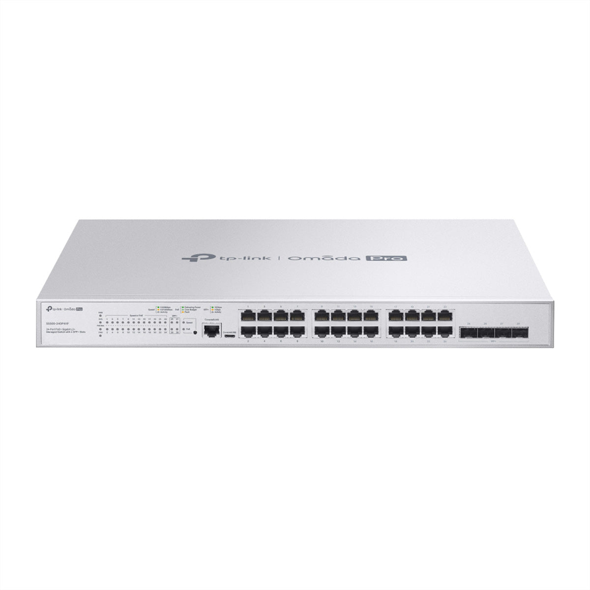 TP-Link S5500-24GP4XF – Verwalteter L2/L3 Switch – 24× 1G, 4× SFP+, PoE+, PoE-Budget 384 W, 19", 1U