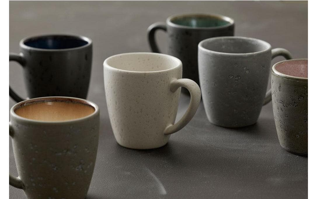 BITZ Kaffeetasse – 6er Set, 190 ml, Ø 6,8 cm, Steinzeug, Grau/Creme, spülmaschinenfest, mikrowellengeeignet