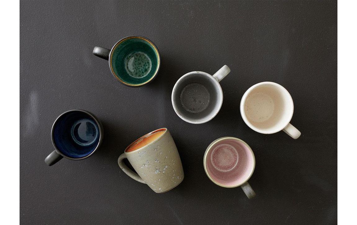 BITZ Kaffeetasse – 6er Set, 190 ml, Ø 6,8 cm, Steinzeug, Schwarz/Grün, spülmaschinenfest, mikrowellengeeignet