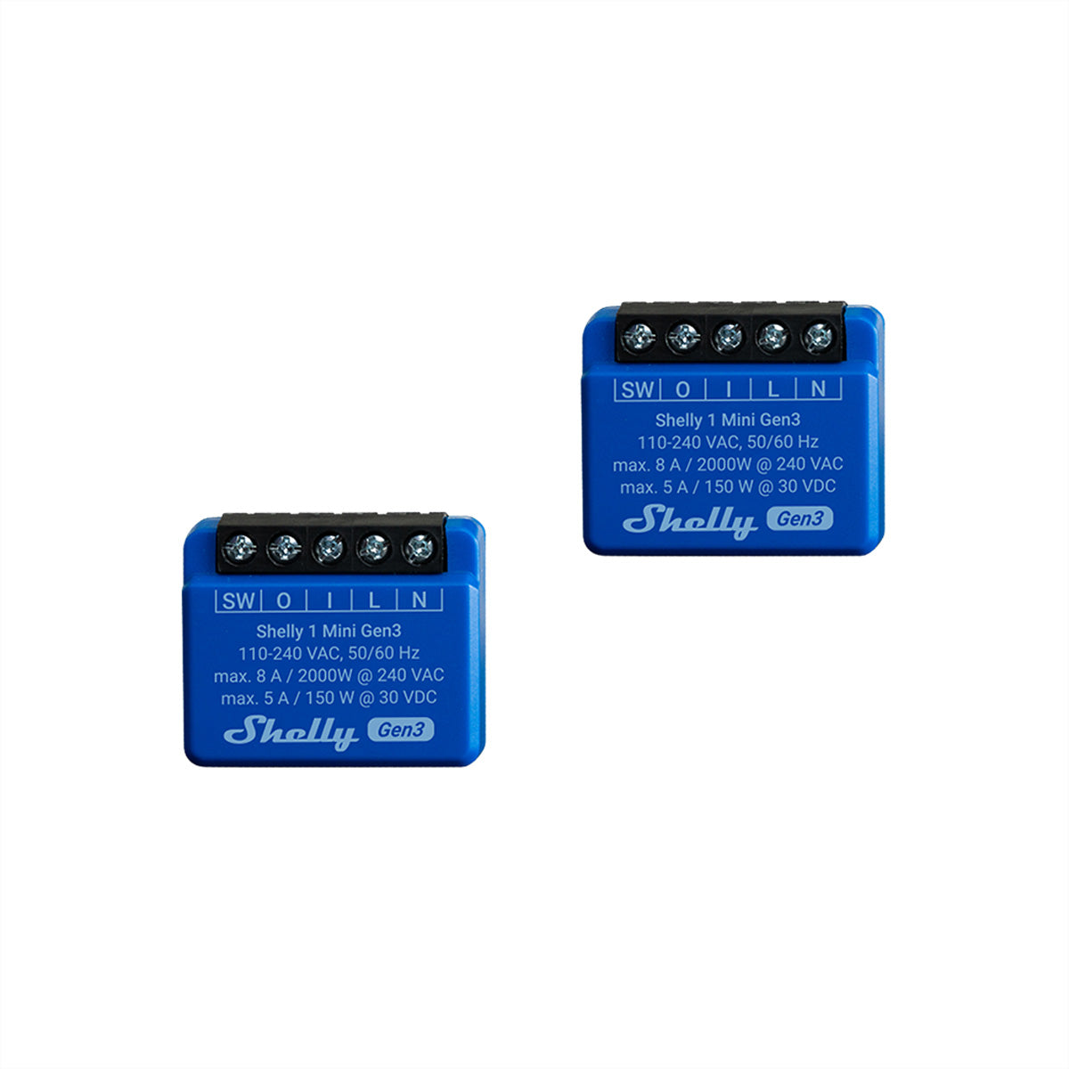 Shelly 1 Mini Gen3 – Zubehör – WLAN, Bluetooth, 8 A – für Amazon Alexa, Google Assistant – 2er-Set
