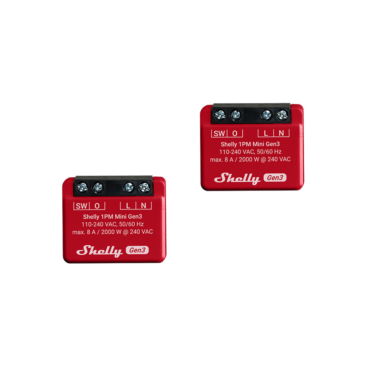Shelly 1PM Mini Gen3 – Smart-Steckdose – 8 A, Verbrauchsmessung – für Amazon Alexa, Google Assistant – 2er-Set