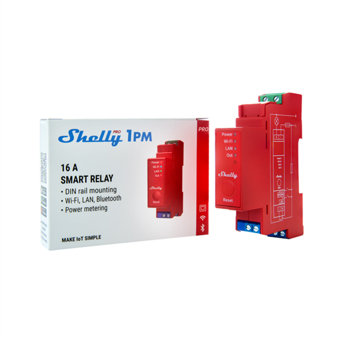 Shelly Pro 1PM – Energiezähler – 1-Phasen, 16 A, LAN/WLAN, DIN-Schiene