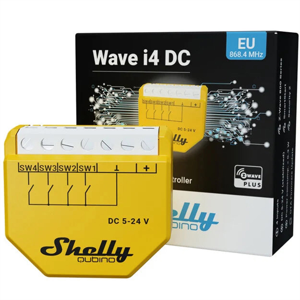 Shelly Wave i4 DC – Smart-Taster – Z-Wave, 4 Eingänge, DC 5–24 V