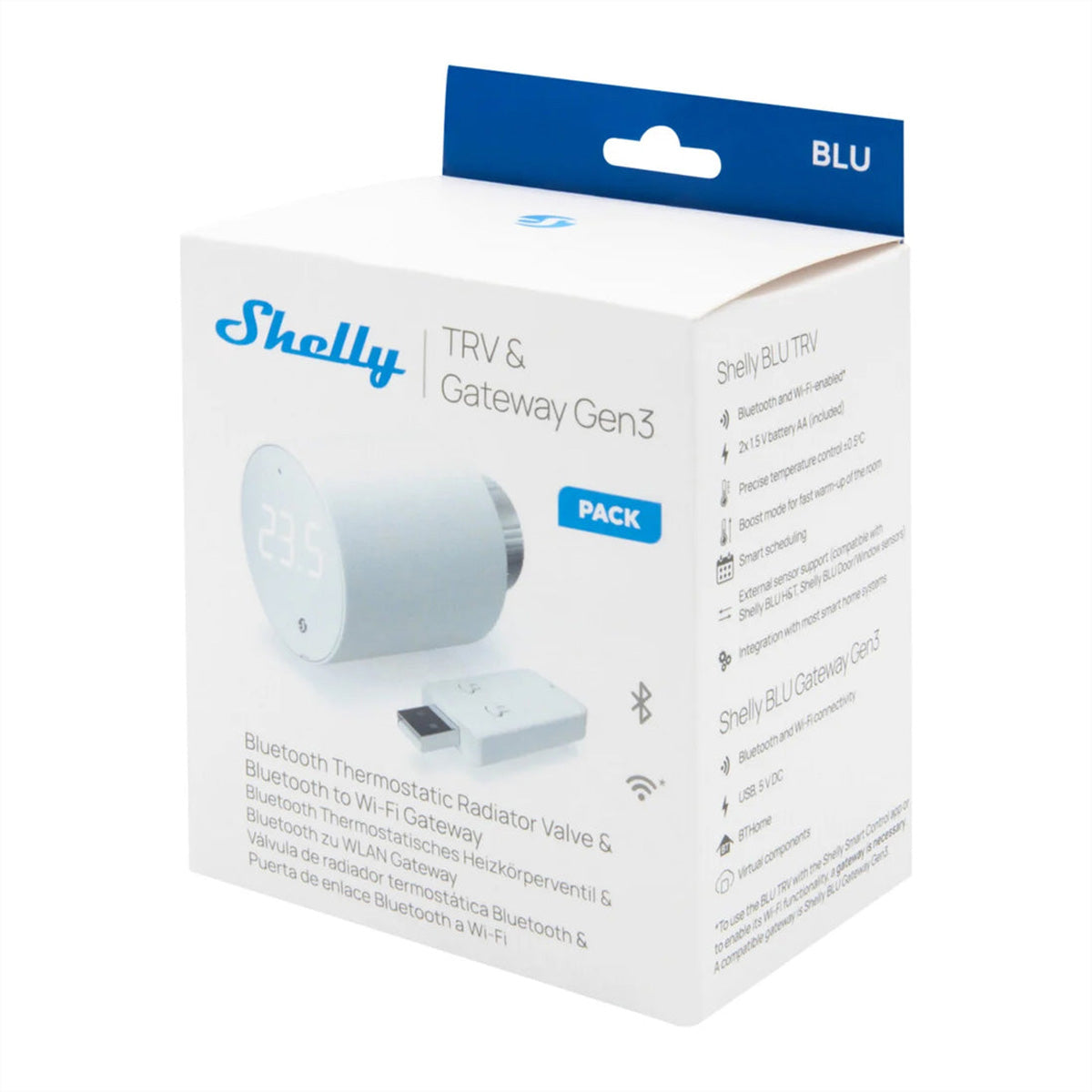 Shelly BLU TRV Gateway Kit – Smart Hub/Bridge – Bluetooth – für Heizkörperventile
