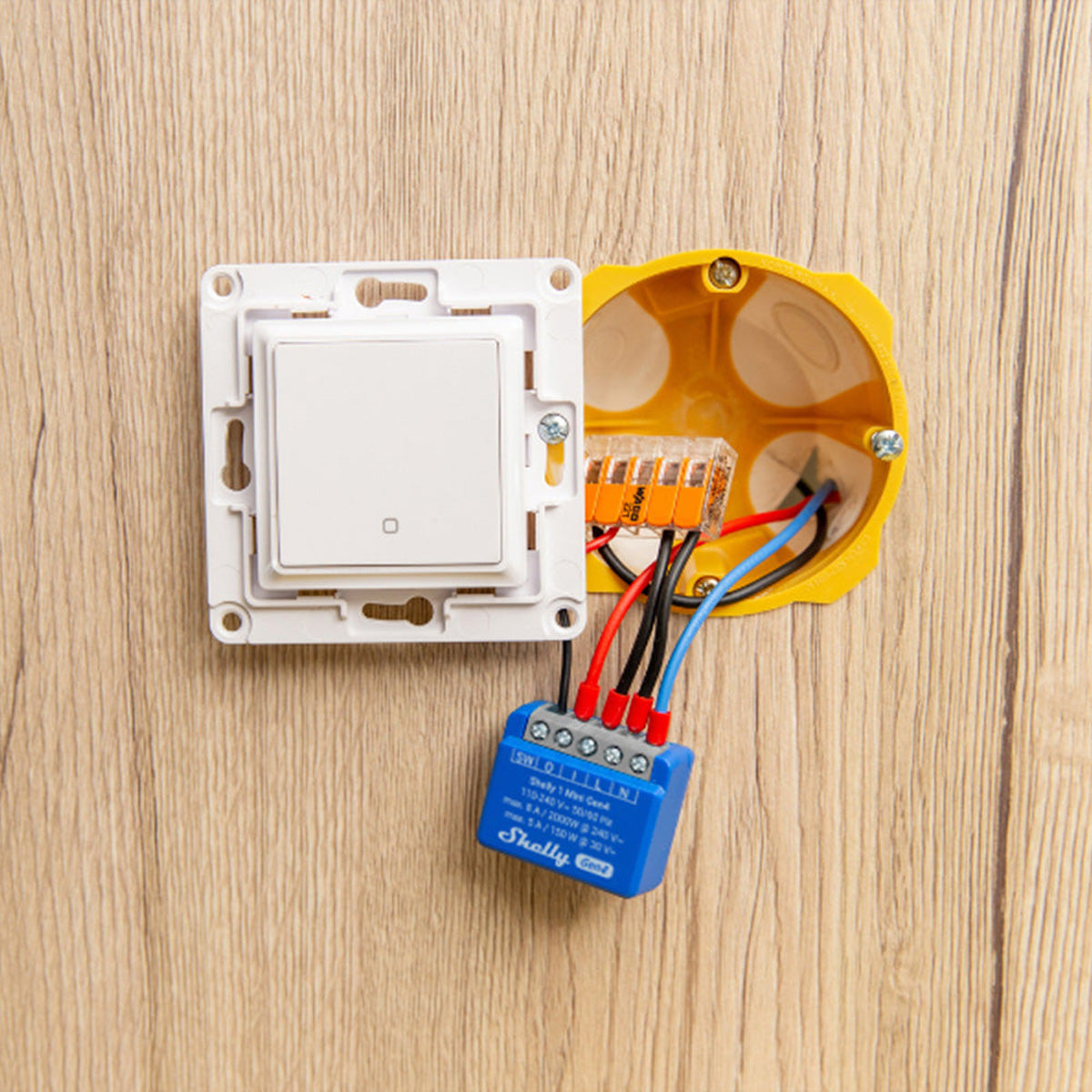 Shelly 1 Mini Gen4 – Zubehör – WLAN, Bluetooth, Zigbee, Matter, 1-Phasen – für Amazon Alexa, Google Assistant