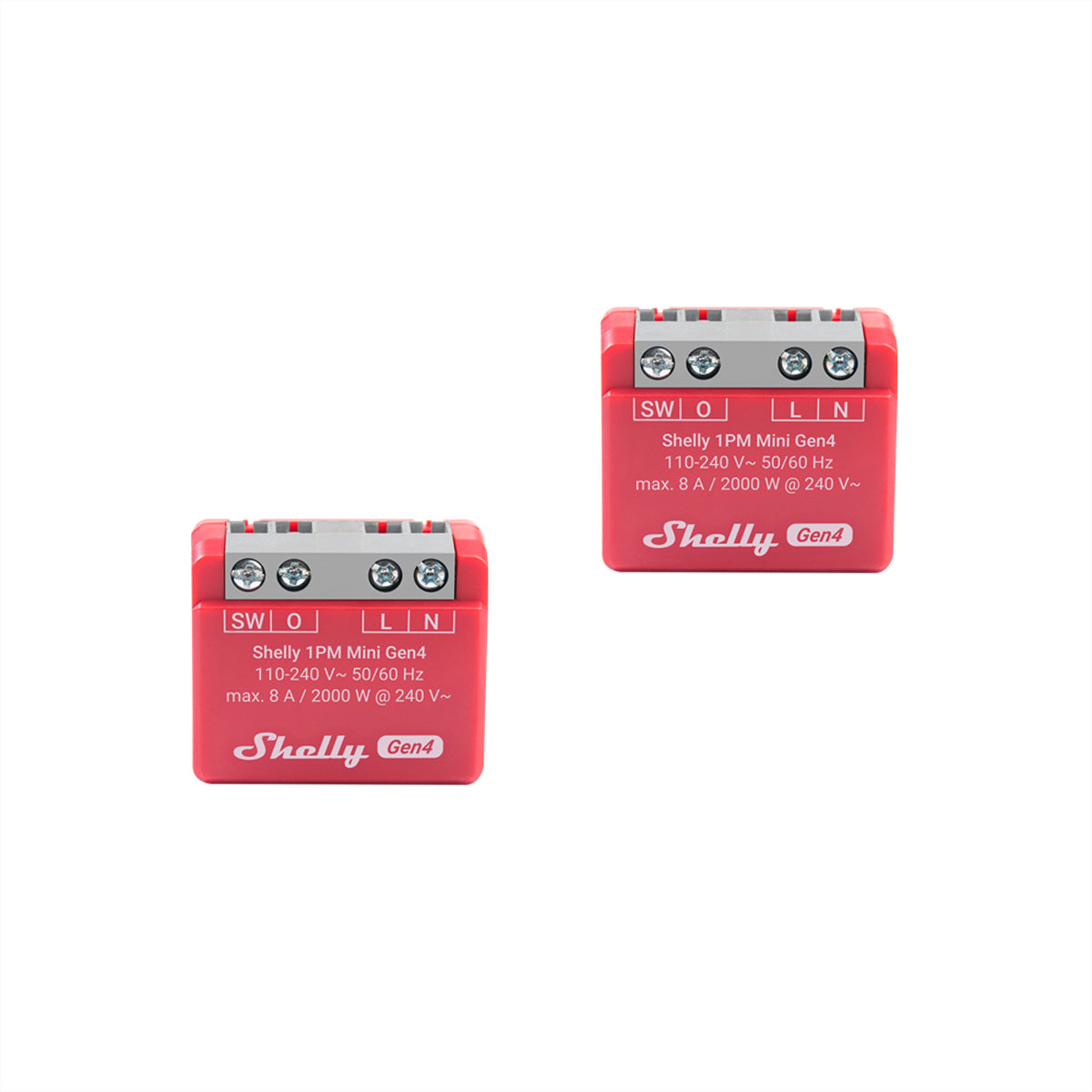 Shelly 1PM Mini Gen4 – Smart-Steckdose – WLAN, Matter, Energieüberwachung – 2er-Set