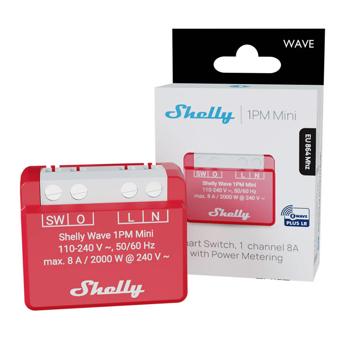Shelly Wave 1PM Mini LR – Zubehör – Schaltaktor, Leistungsmessung, Z-Wave Long Range, 8 A