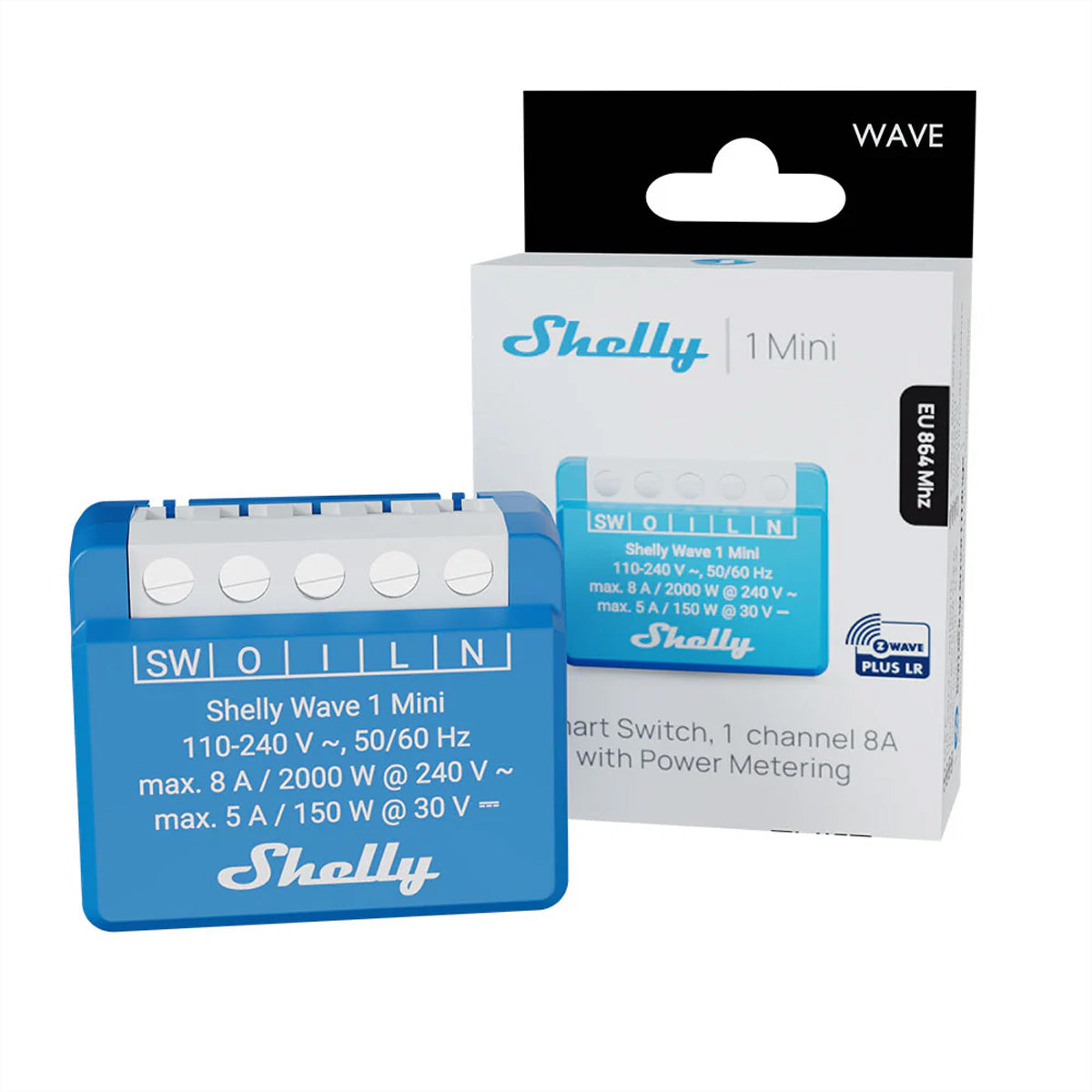 Shelly Wave 1 Mini LR – Schaltaktor – Z-Wave Long Range, 8 A, Leistungsmessung