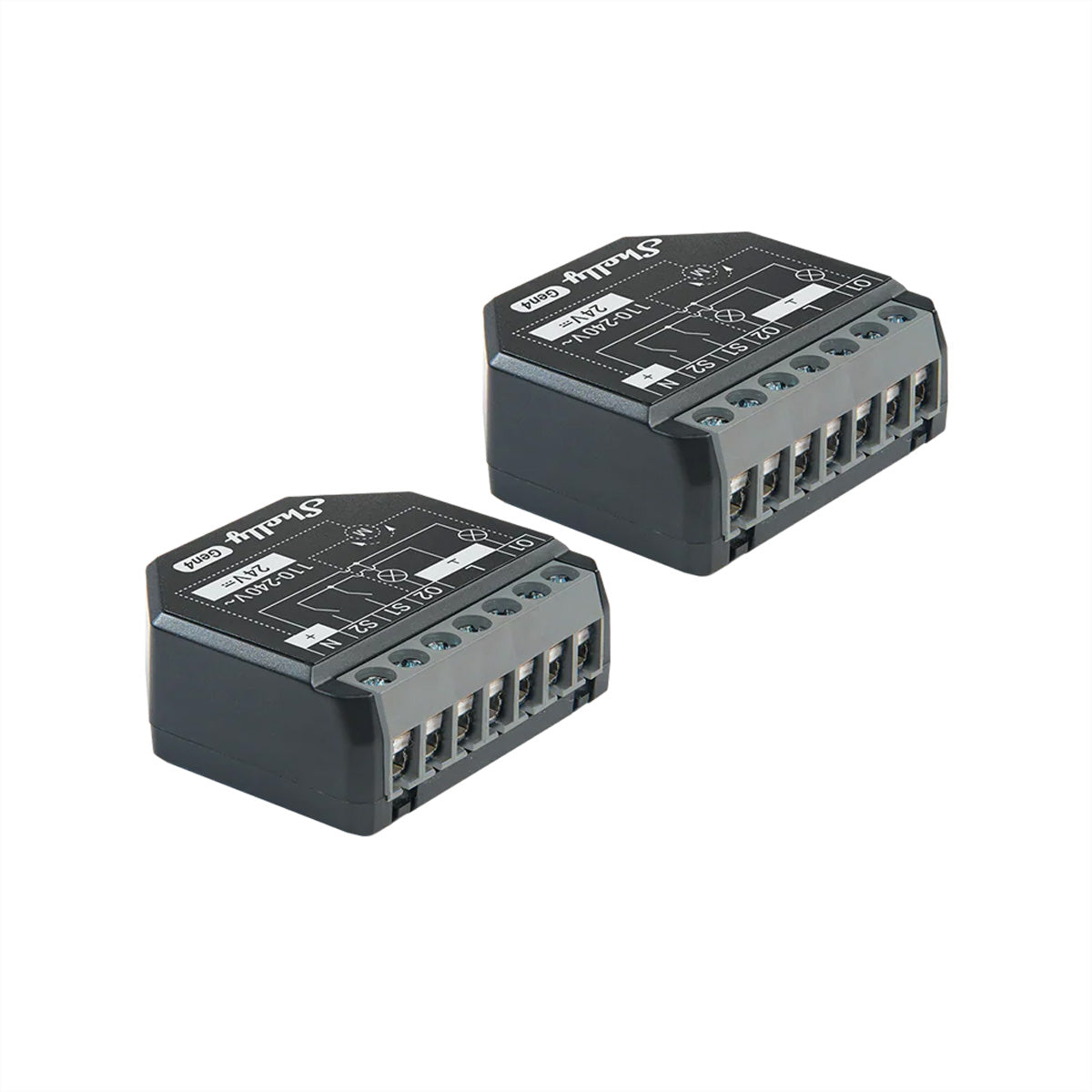 Shelly Gen4 2PM – Zubehör – 2 Kanäle, WLAN (2,4 GHz), Verbrauchsmessung – für Rollo/Jalousie – 2er-Set