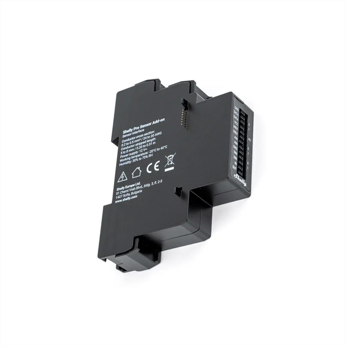 Shelly Sensor Add-on – Zubehör – Sensor-Erweiterungsmodul, 2×1-Wire, 2×Analogeingang 0–10 V – für Shelly Pro