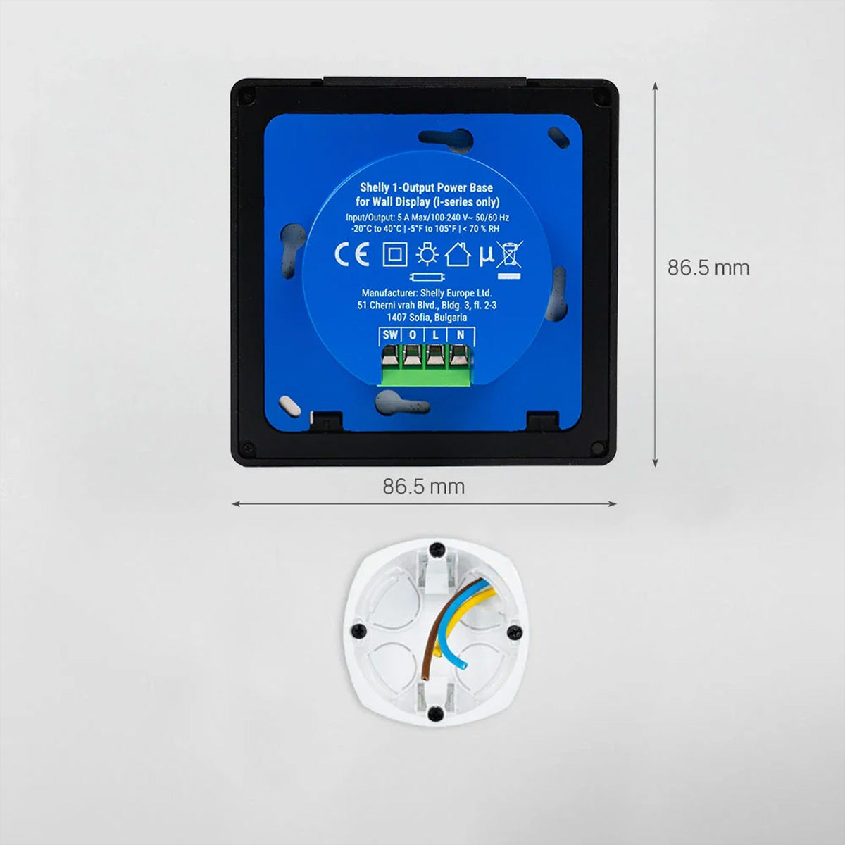 Shelly Wandhalterung X1i – Zubehör – Silbergrau – für Shelly Wall Display X1i