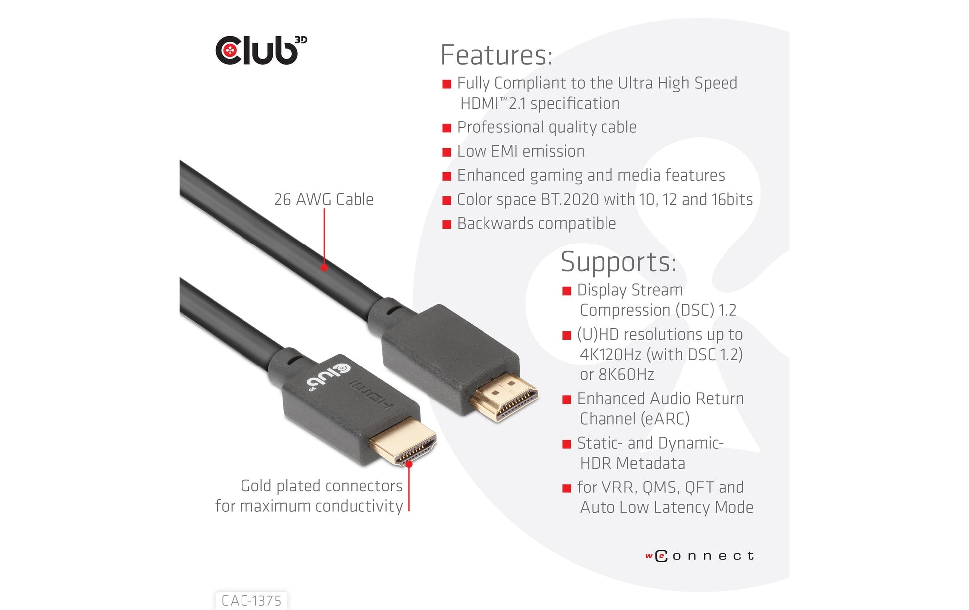 CLUB3D Club 3D HDMI Kabel HDMI 2.1 8K 60 Hz – 5 m – ARC – für Windows, Mac