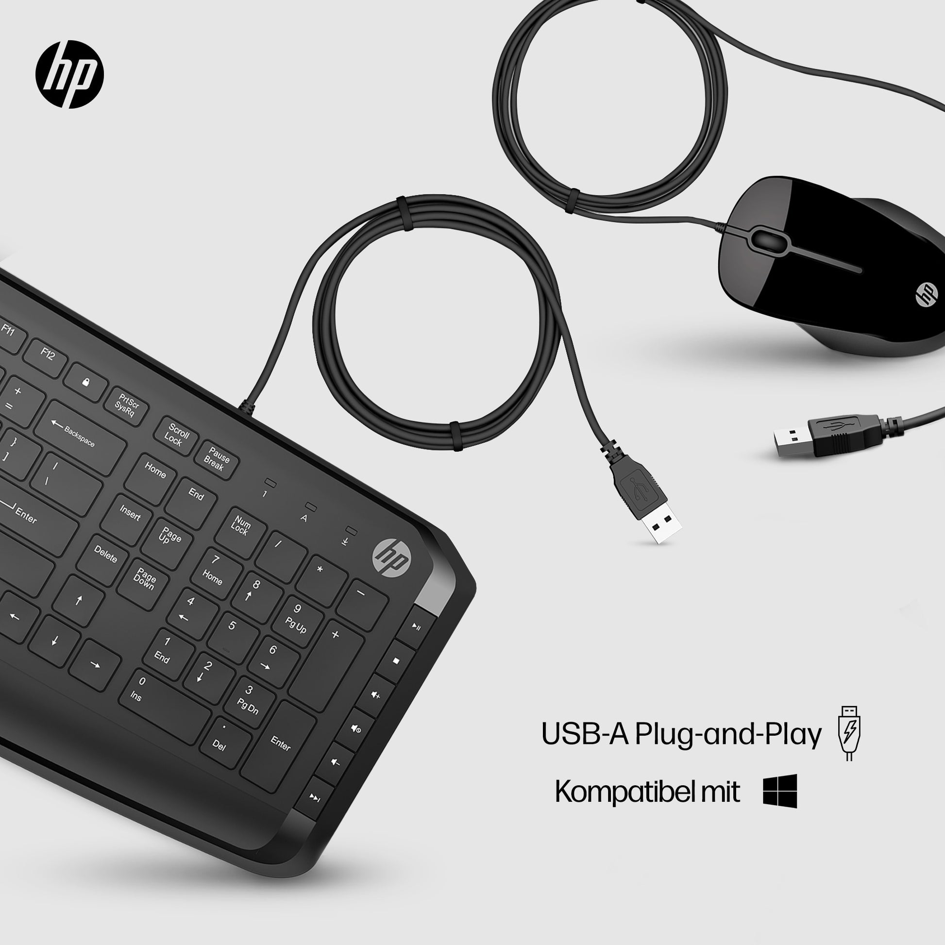 HP Tastatur-Maus-Set – kabelgebunden, USB – schwarz