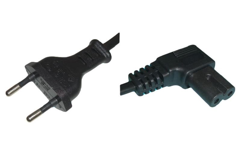 Diggelmann Netzkabel, T26 auf IEC C7, abgewinkelt, 230 V, 5 m, Schwarz