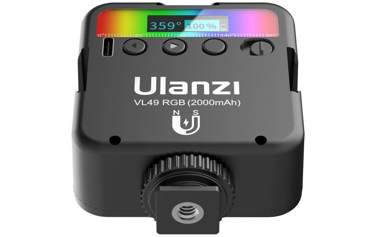 Ulanzi VL49 RGB Gen II B Videolicht – dimmbar, 800 Lux, 2500–9000 K – Schwarz