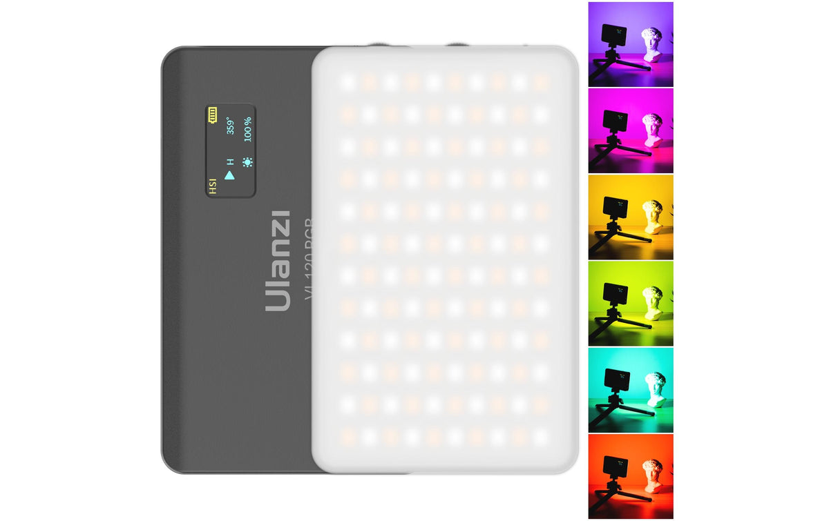 Ulanzi VL120RGB LED-Videolicht – 1250 Lux, 2500–9000 K, CRI 95 – Akku