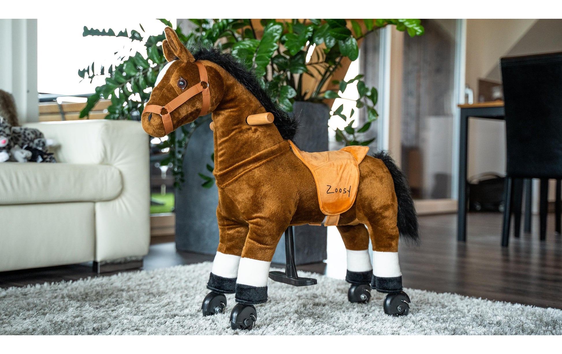 Zoosy Raidony S Aufsitztier – Pferd – 80 × 73 × 25 cm – Belastbarkeit 55 kg – ab 3 Jahren