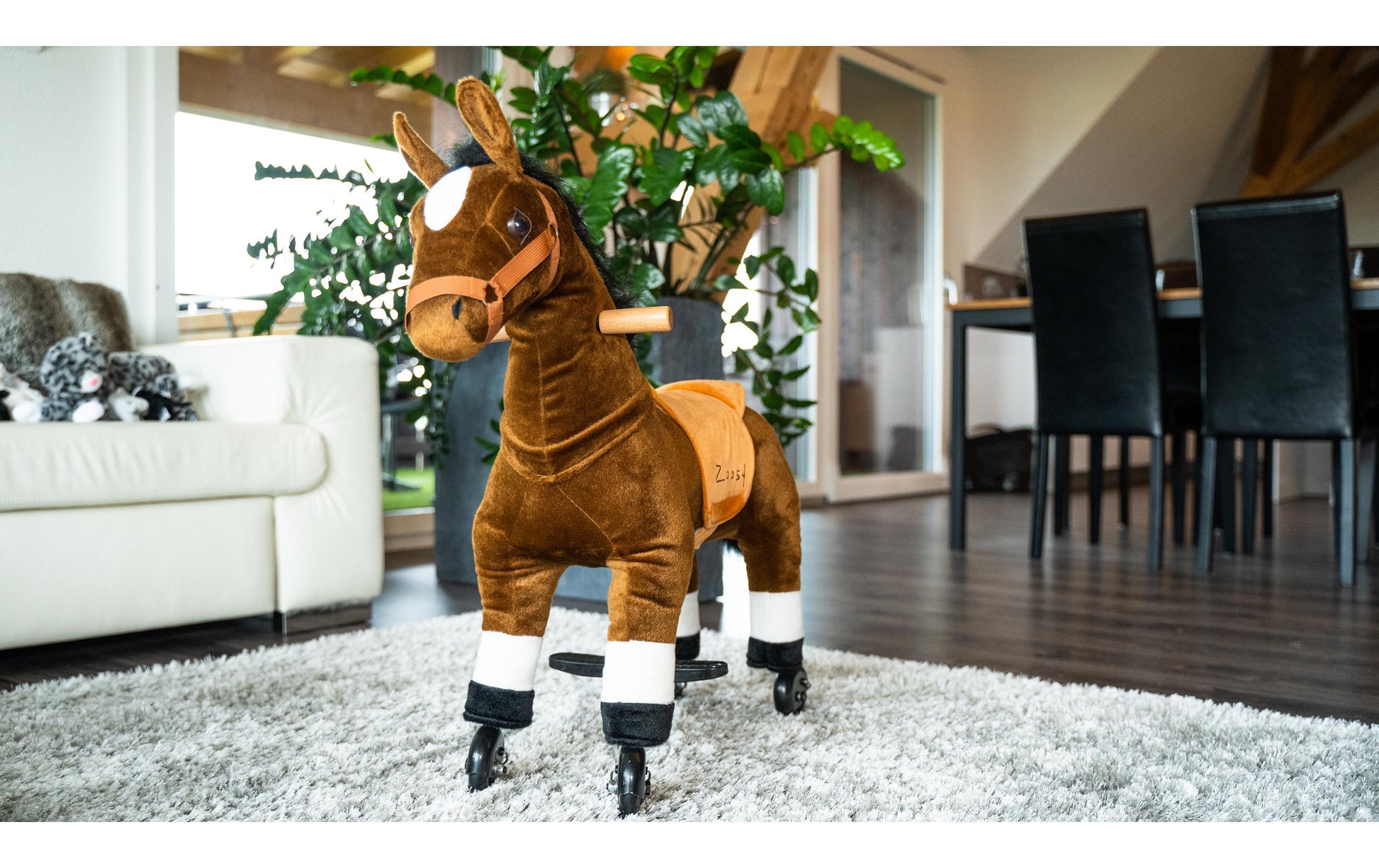Zoosy Raidony S Aufsitztier – Pferd – 80 × 73 × 25 cm – Belastbarkeit 55 kg – ab 3 Jahren
