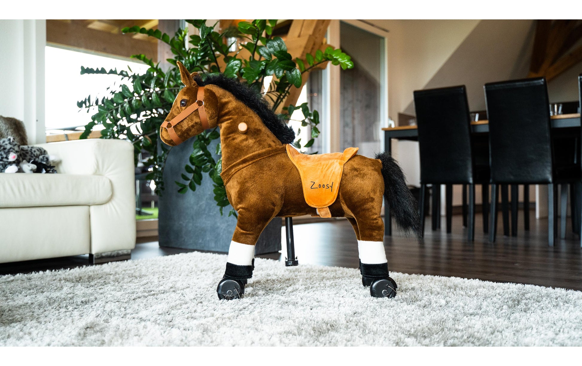 Zoosy Raidony S Aufsitztier – Pferd – 80 × 73 × 25 cm – Belastbarkeit 55 kg – ab 3 Jahren