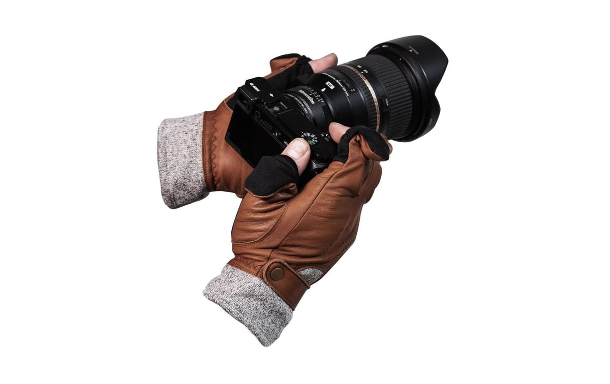 Vallerret Photography Gloves Vallerret Urbex Handschuhe – Leder, wollgefüttert, Touch-kompatibel, magnetische Fingerspitzen – Braun