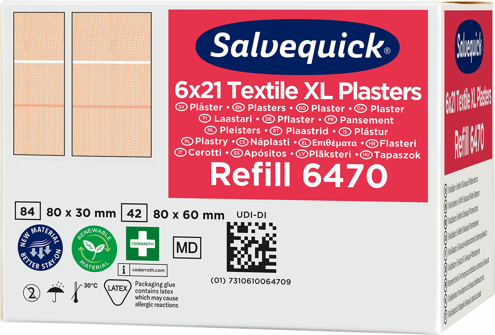 Cederroth Pflaster-Nachfüllpackung – 21 Stück, für Salvequick Spender, hautfarben
