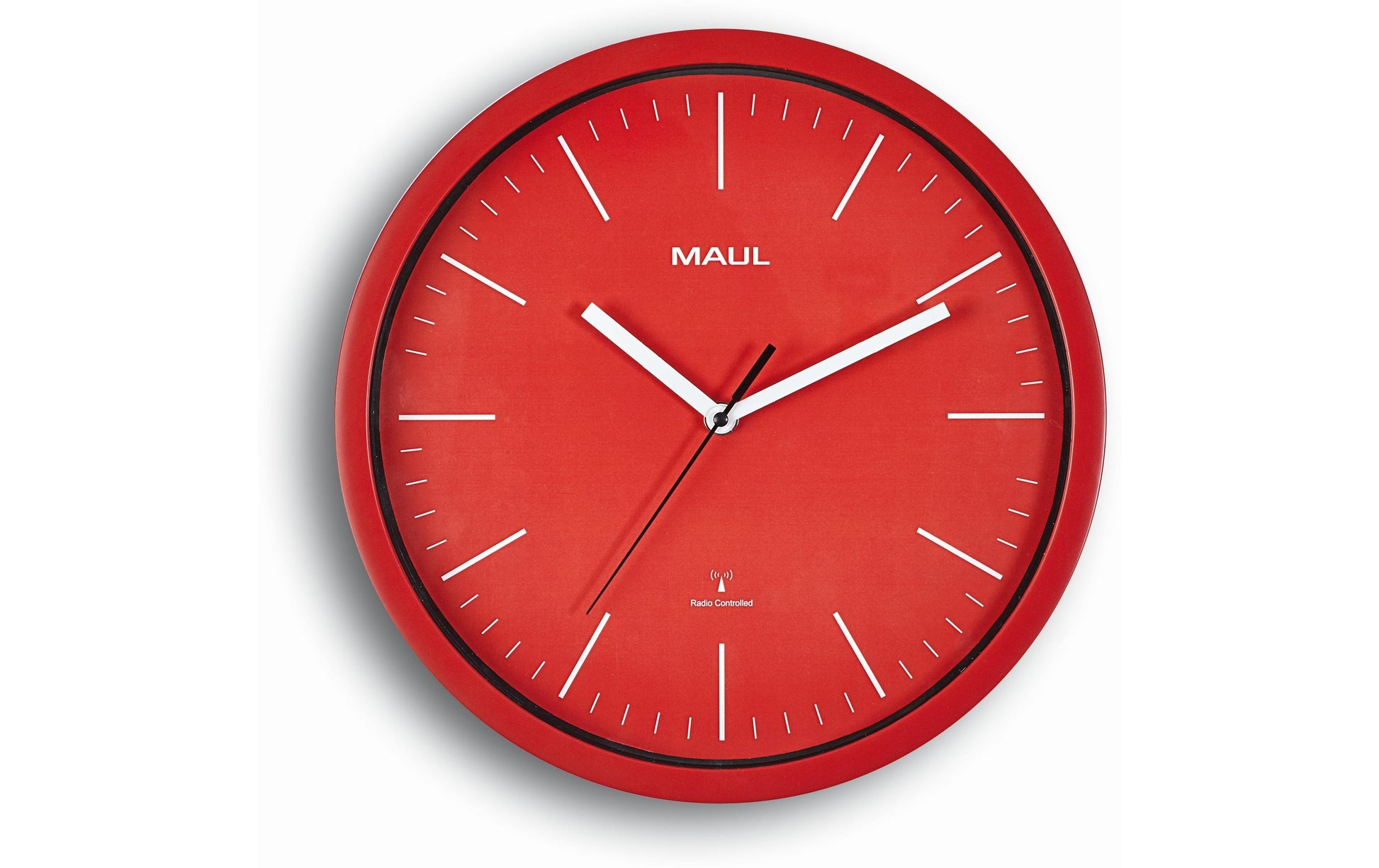 MAULjump Wanduhr – Digital, Funk, Ø 30,5 cm, Rot, Kunststoff