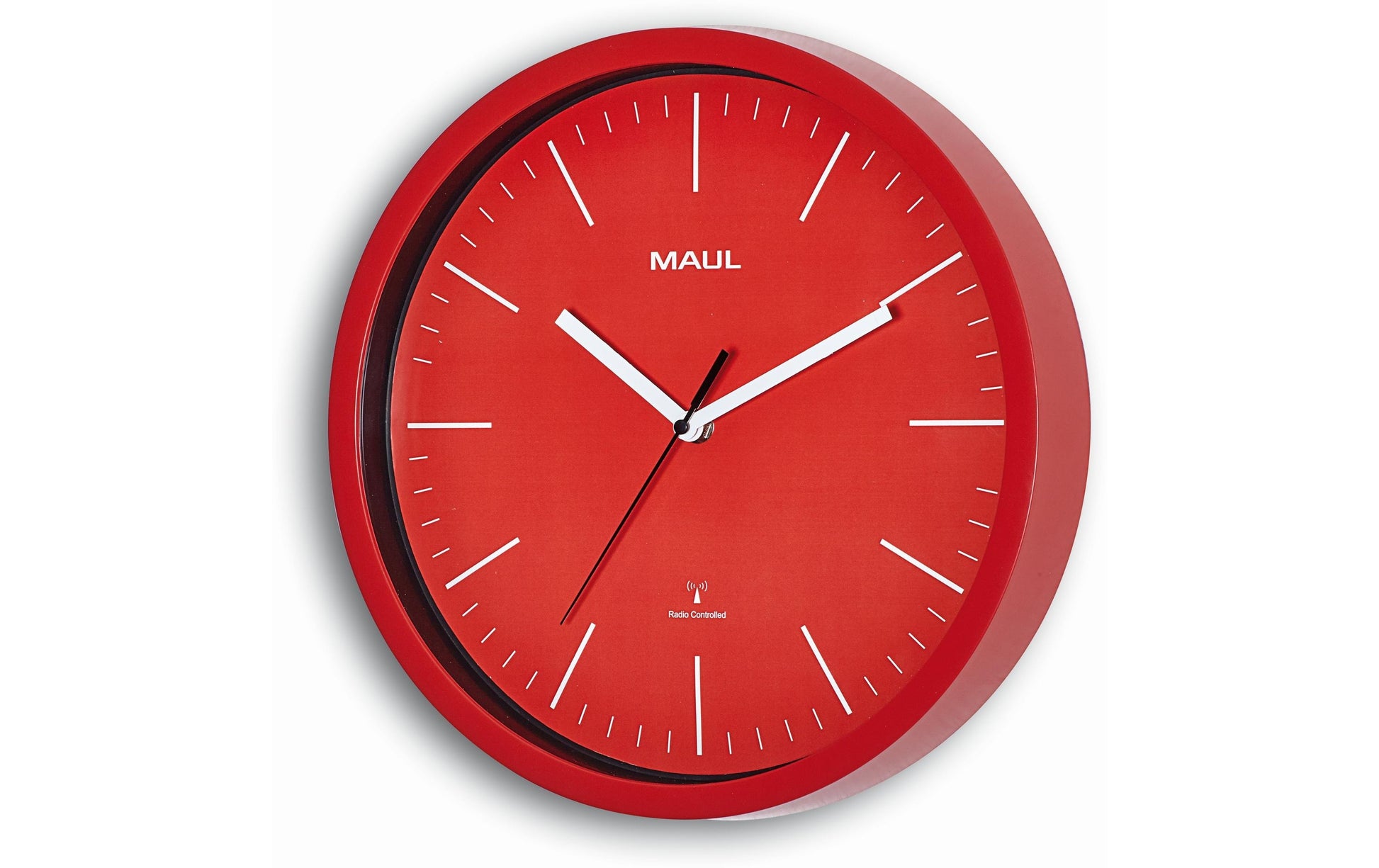 MAULjump Wanduhr – Digital, Funk, Ø 30,5 cm, Rot, Kunststoff