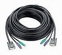 ATEN PS/2 KVM-Kabel – 4× 6-pol Mini-DIN (m) + 1× 15-pol HDB (m) zu 1× 15-pol HDB (w) – 10 m, Schwarz