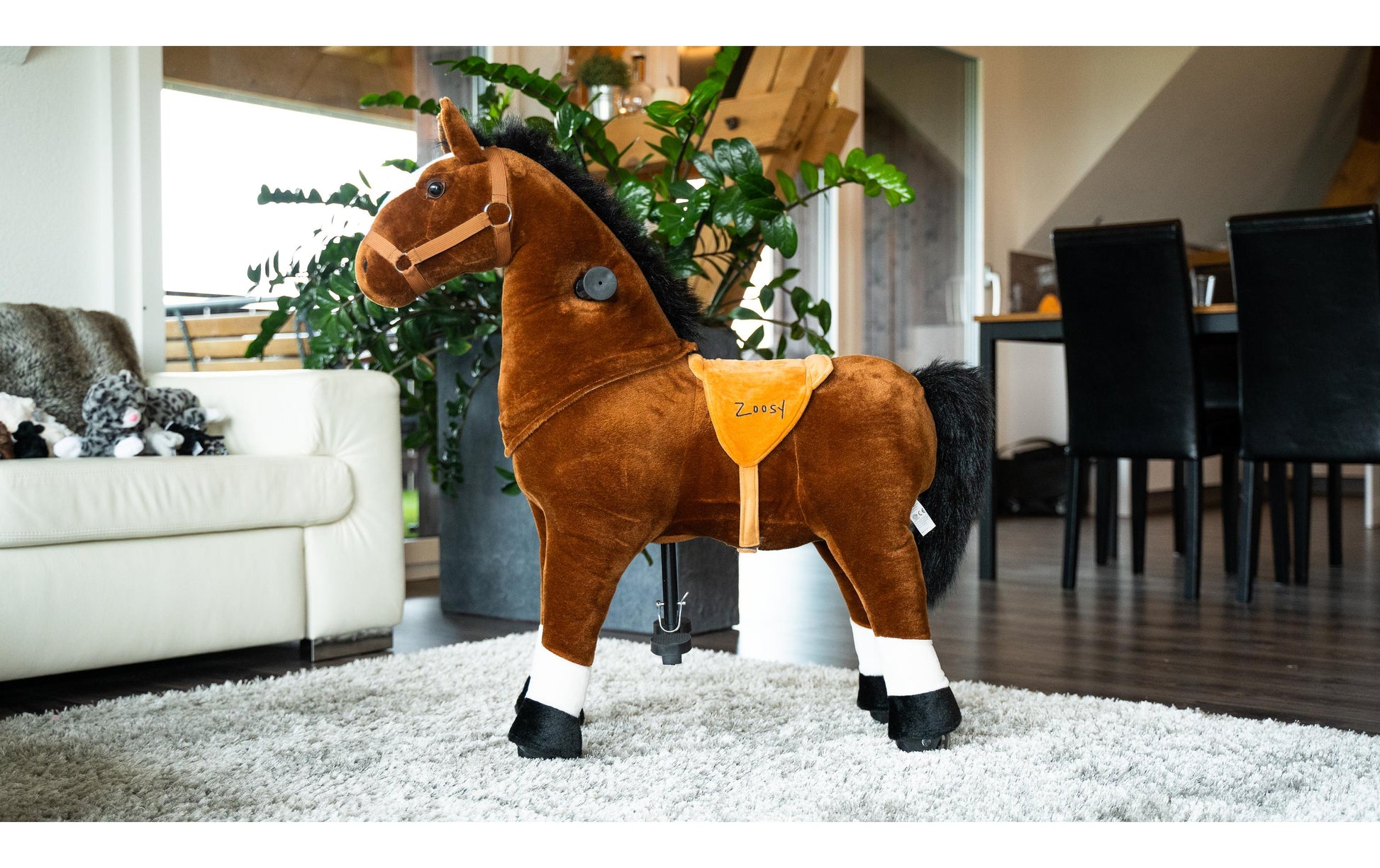 Zoosy Aufsitztier Pferd – 4 Räder, max. 75 kg – 90 × 91 × 27 cm – ab 4 Jahren