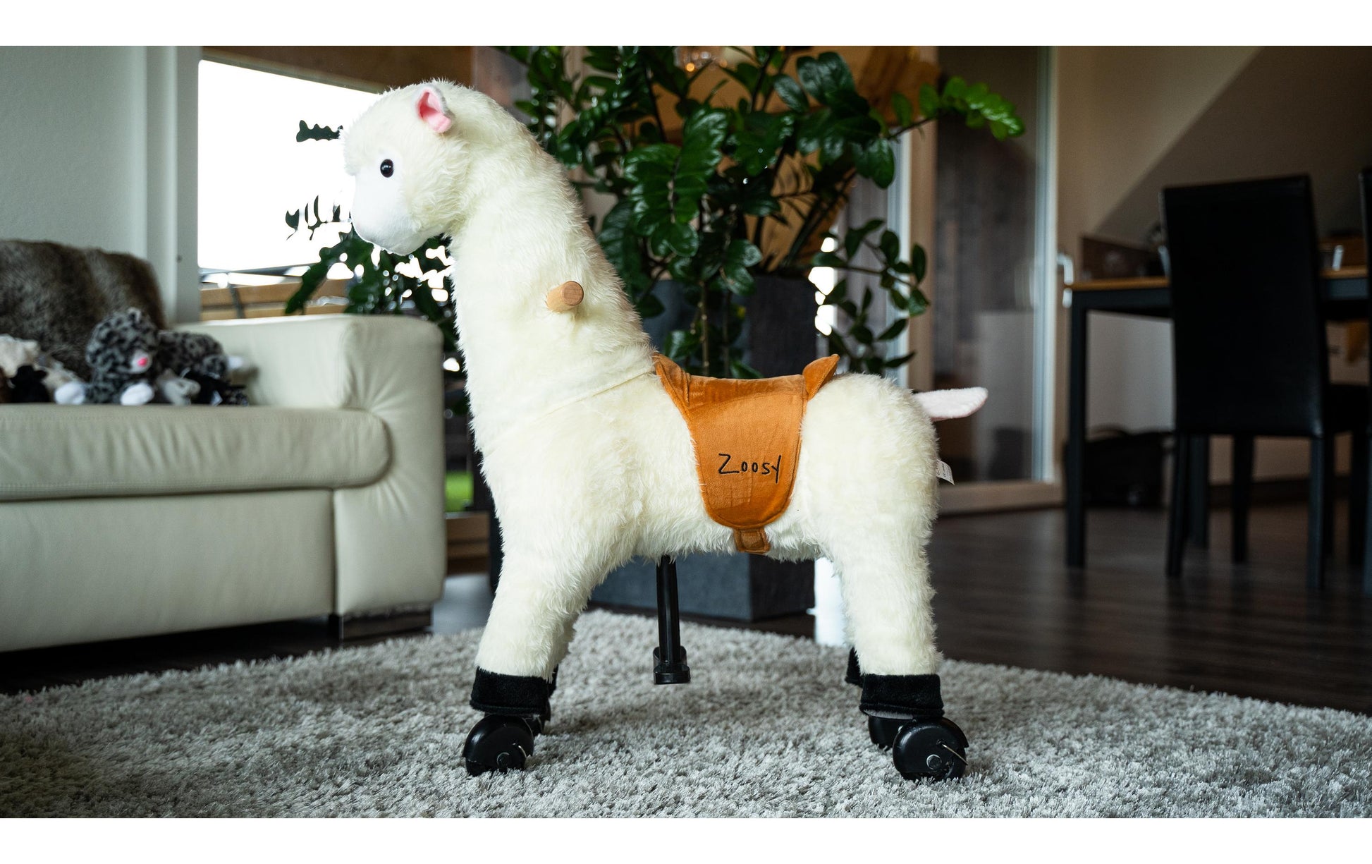 Zoosy Raidony Aufsitztier Lama – bis 55 kg – 80,0 × 80,0 × 25,0 cm – ab 3 J. – weiss
