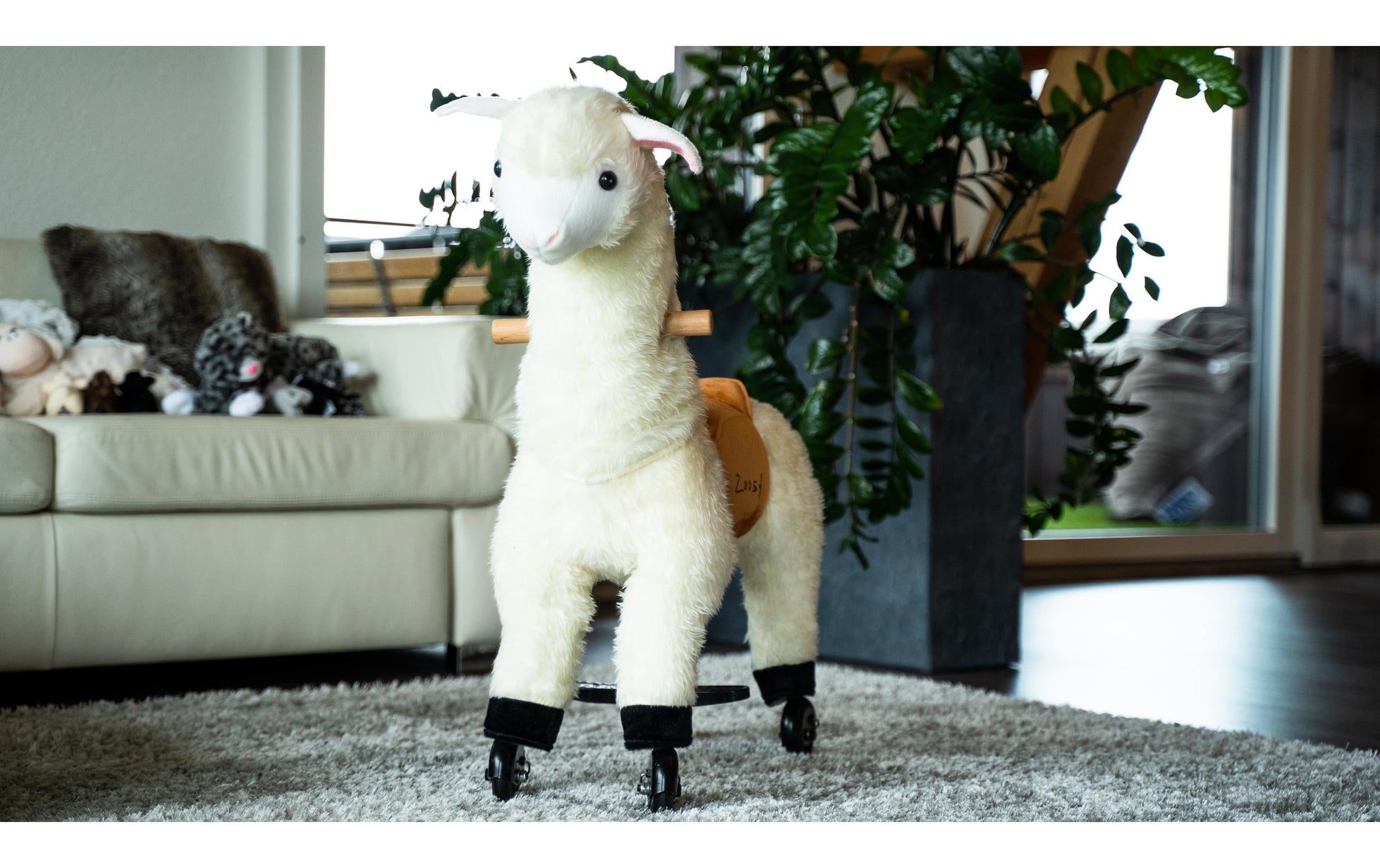 Zoosy Raidony Aufsitztier Lama – bis 55 kg – 80,0 × 80,0 × 25,0 cm – ab 3 J. – weiss