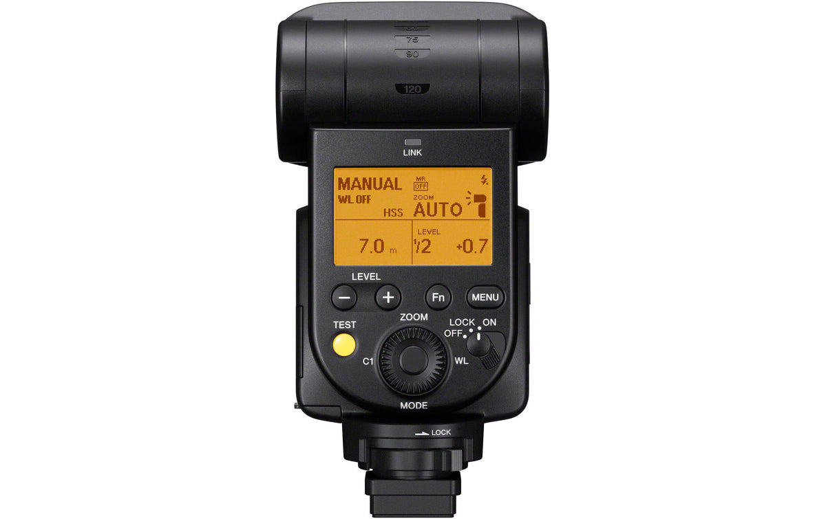 Sony HVL-F60RM2 Blitzgerät – Leitzahl 60, 2,4 GHz Funk, TTL, NiMH 4× AA – für Sony