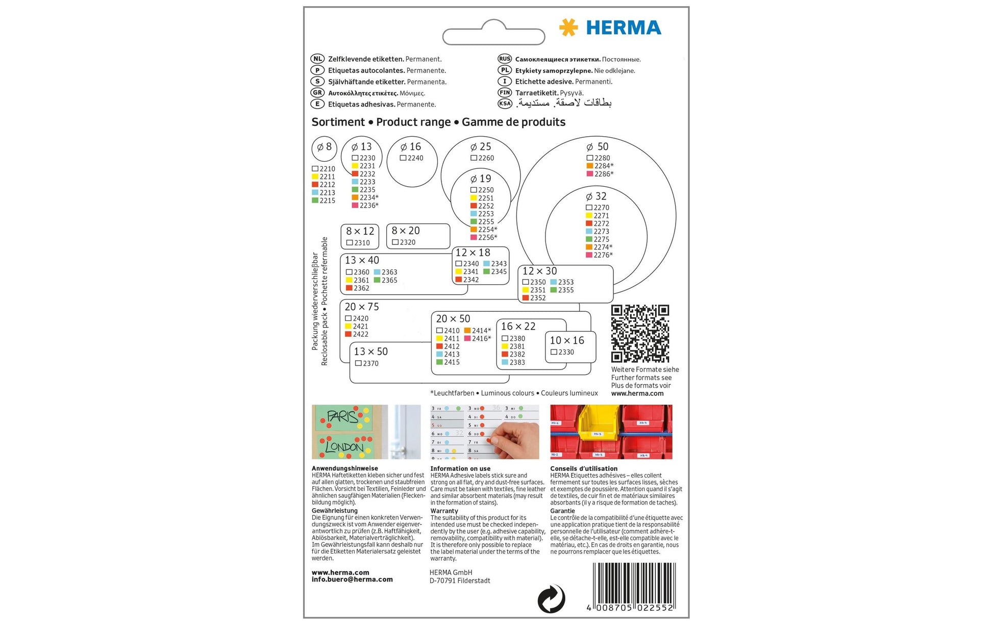 HERMA Haftetiketten – rund Ø 19 mm, permanent, grün, perforiert, 32 Blatt (1'280 Stk.)