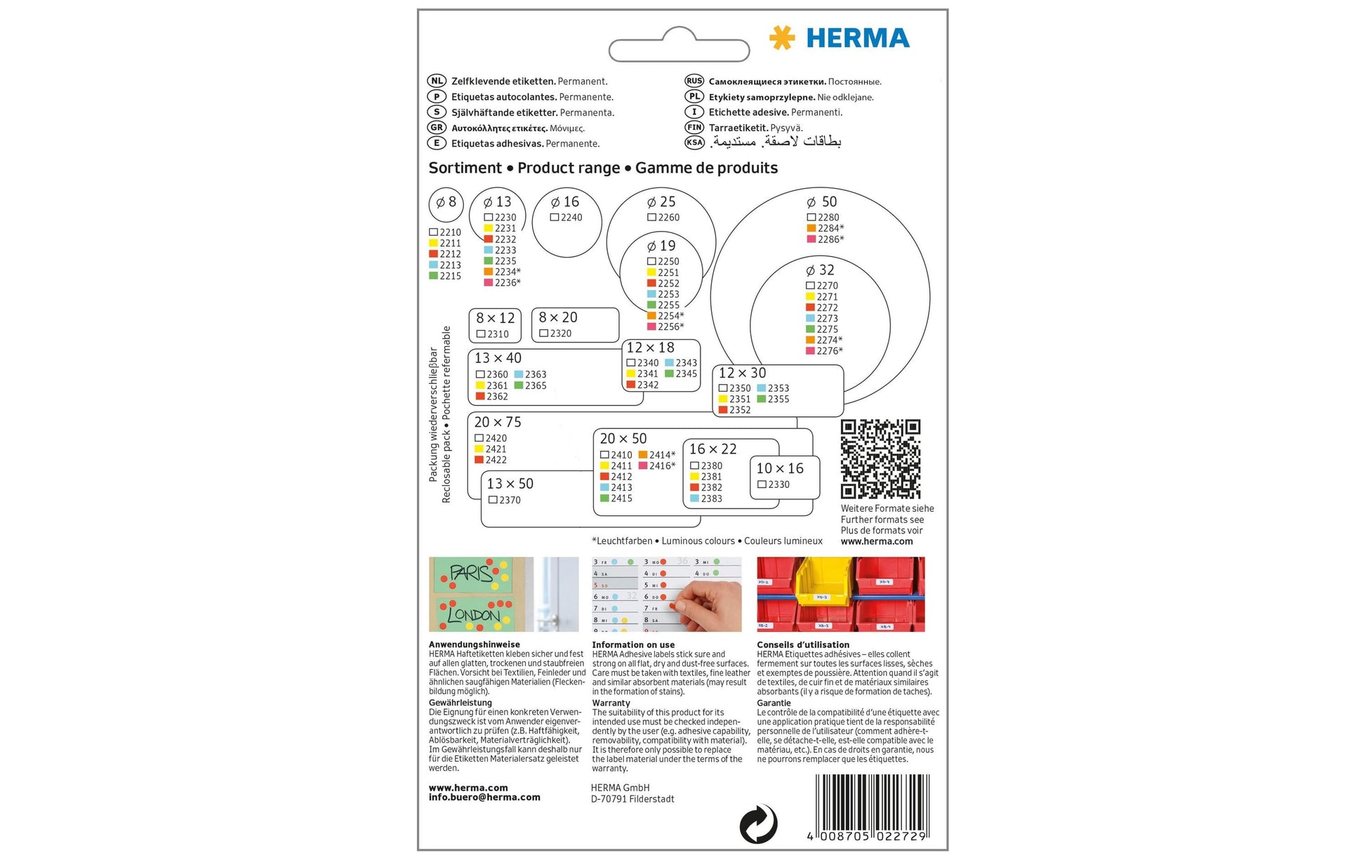 HERMA Schmucketiketten – Papier, permanent haftend, Ø 32 mm, 480 Stk, 32 Bogen
