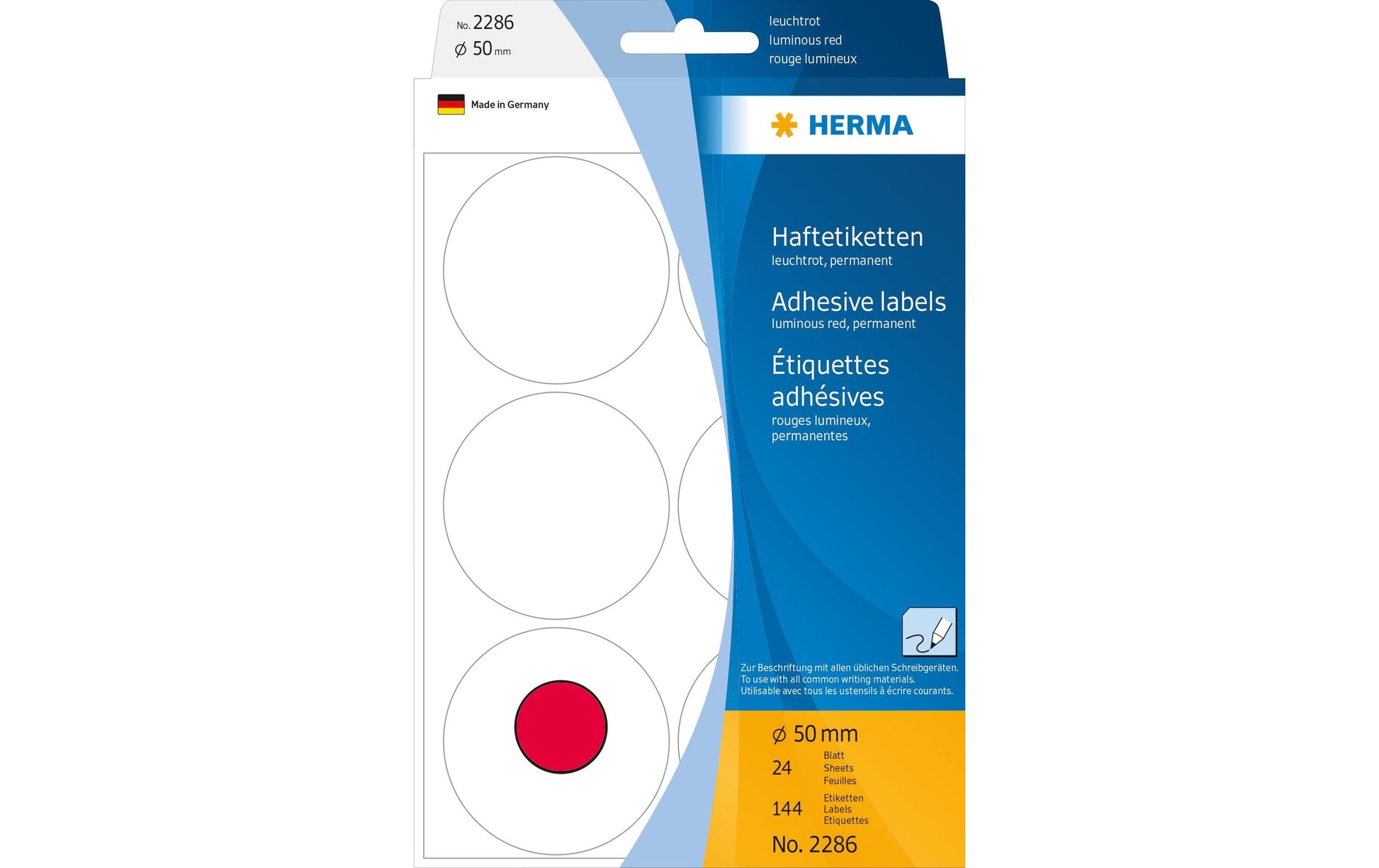 HERMA Schmucketiketten – Papier, 144 Stk, 24 Bogen, Ø 50 mm, permanent haftend