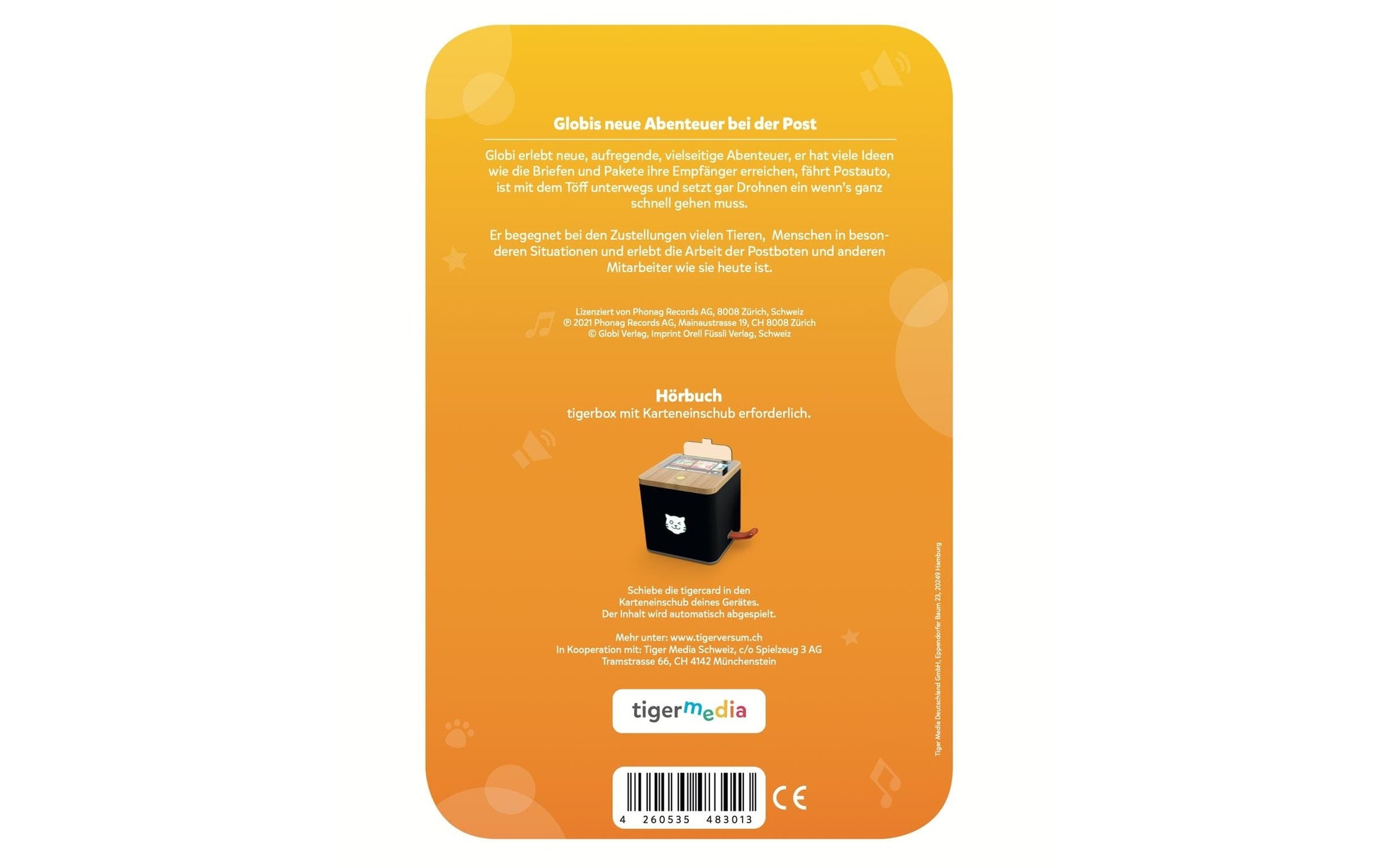 Tigermedia Tigercard Globis neue Abenteuer – Hörbuch – für Kleinkinder ab 3 Jahren – Schweizerdeutsch – Orange