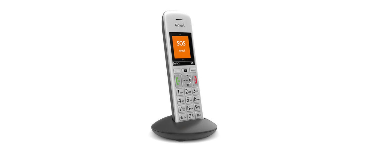 Gigaset E390 HX – WLAN-Telefon (Handgerät), inkl. Ladeschale, Silber