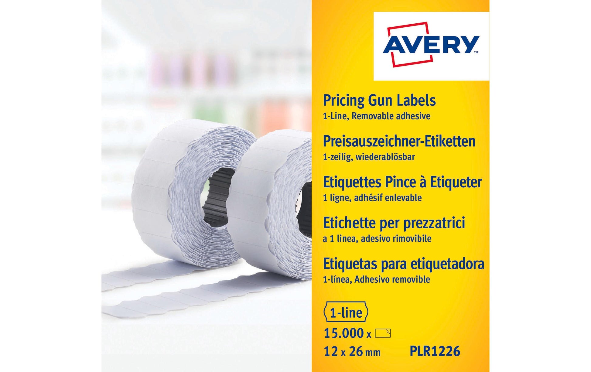 Avery Zweckform Preisauszeichnungsetikett – 26 × 12 mm, Papier, ablösbar, 15'000 Stk