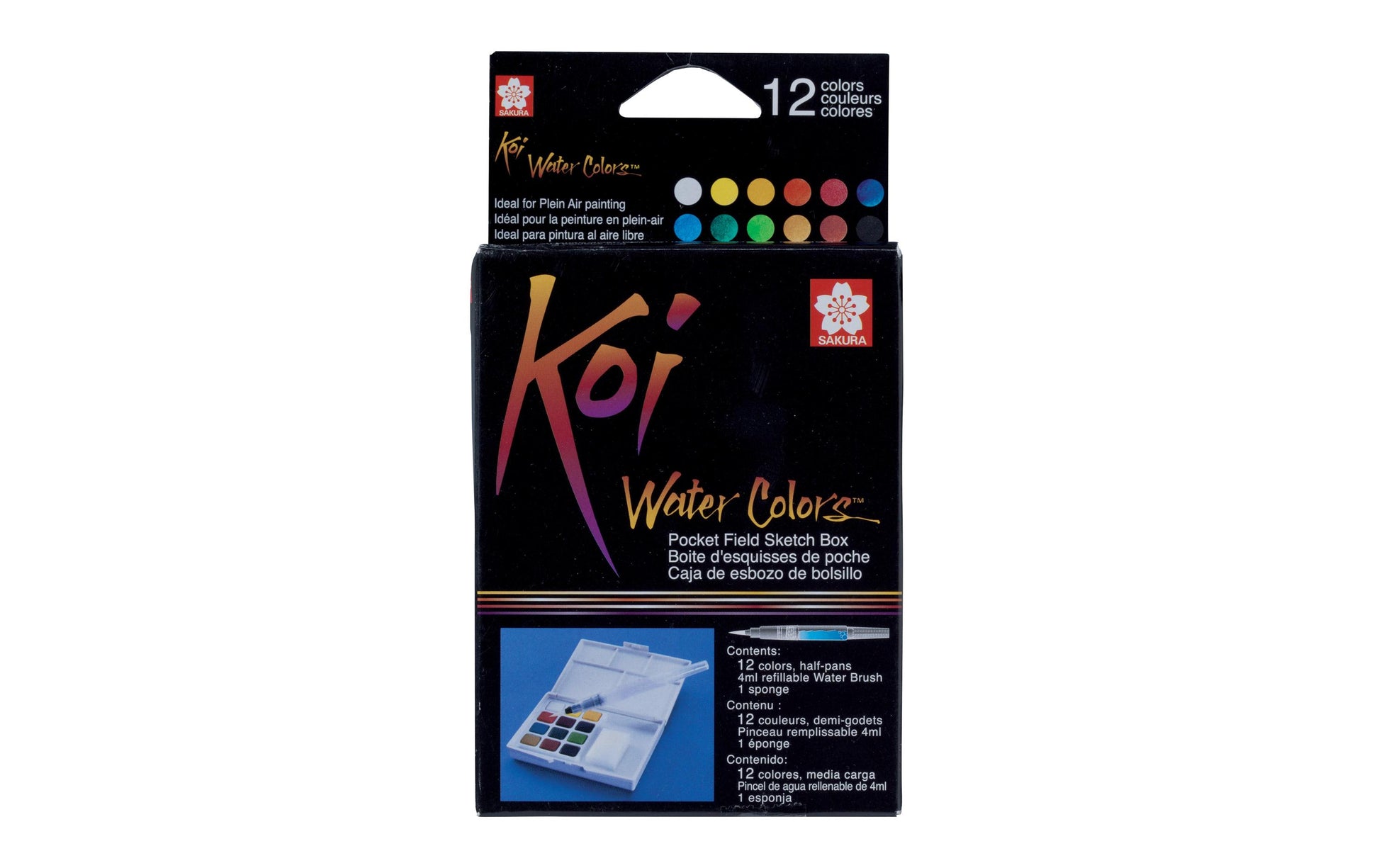 Sakura Koi Aquarellfarbe – Mehrfarbig – 12 Farben, Palette, mit Pinsel – für Papier